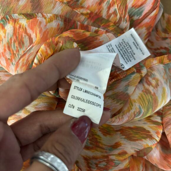 Liverpool Los Angeles Shirred Tie Front Blouse Sleeveless Top M Granola Sheer - Picture 10 of 14